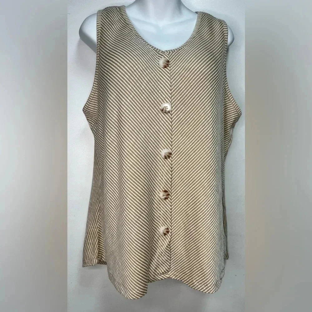 French Laundry  tan white striped tunic tank